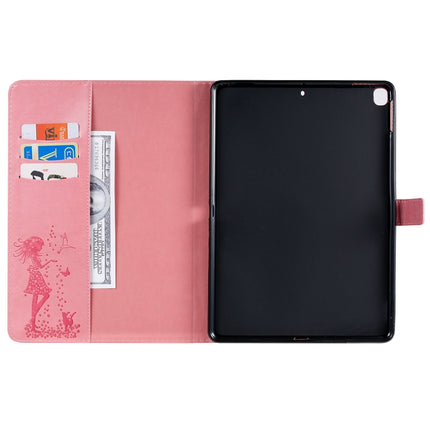 For iPad 10.2 / Pro 10.5 / Air 2019 Pressed Printing Woman and Cat Pattern Horizontal Flip Leather Case with Holder & Card Slots & Wallet(Pink)-garmade.com