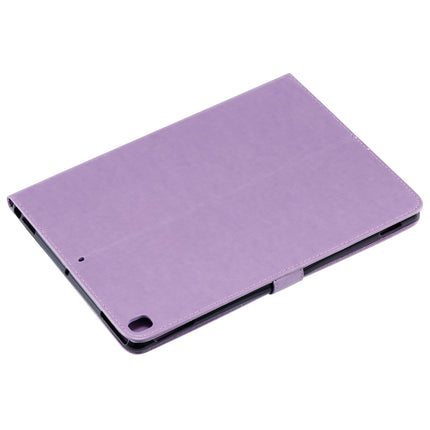 For iPad 10.2 / Pro 10.5 / Air 2019 Pressed Printing Woman and Cat Pattern Horizontal Flip Leather Case with Holder & Card Slots & Wallet(Purple)-garmade.com