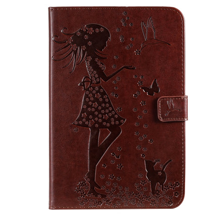 Pressed Printing Woman and Cat Pattern Horizontal Flip Leather Case with Holder & Card Slots & Wallet(Brown)-garmade.com