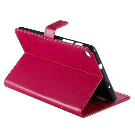 For Galaxy Tab A 8.0 & S Pen (2019) Pressed Printing Woman and Cat Pattern Horizontal Flip Leather Case with Holder & Card Slots & Wallet(Rose Red)-garmade.com