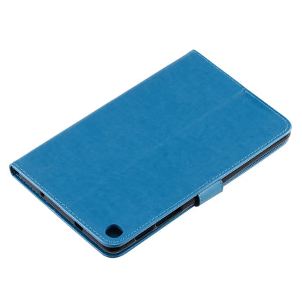 For Galaxy Tab A 8.0 & S Pen (2019) Pressed Printing Woman and Cat Pattern Horizontal Flip Leather Case with Holder & Card Slots & Wallet(Blue)-garmade.com