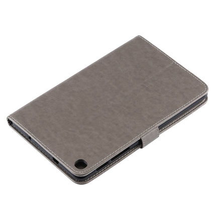 For Galaxy Tab A 8.0 & S Pen (2019) Pressed Printing Woman and Cat Pattern Horizontal Flip Leather Case with Holder & Card Slots & Wallet(Grey)-garmade.com