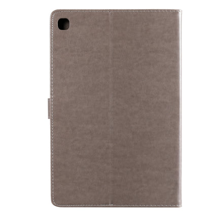 For Galaxy Tab S5e Pressed Printing Woman and Cat Pattern Horizontal Flip Leather Case with Holder & Card Slots & Wallet(Grey)-garmade.com