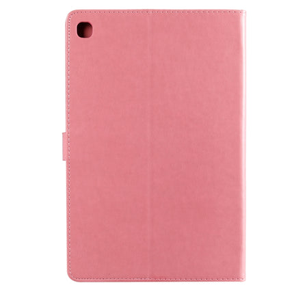 For Galaxy Tab S5e Pressed Printing Woman and Cat Pattern Horizontal Flip Leather Case with Holder & Card Slots & Wallet(Pink)-garmade.com