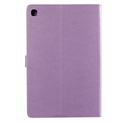 For Galaxy Tab S5e Pressed Printing Woman and Cat Pattern Horizontal Flip Leather Case with Holder & Card Slots & Wallet(Purple)-garmade.com