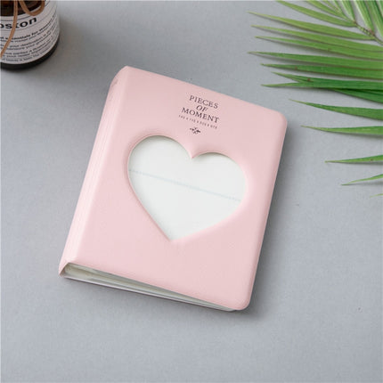 Hollow Heart 64 Pockets Photo Book Album Name Card Holder for Fujifilm Instax Mini 8 /7s /70 /25 /50s /90(Pink)-garmade.com