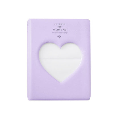 Hollow Heart 64 Pockets Photo Book Album Name Card Holder for Fujifilm Instax Mini 8 /7s /70 /25 /50s /90(Light Purple)-garmade.com