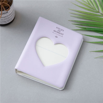 Hollow Heart 64 Pockets Photo Book Album Name Card Holder for Fujifilm Instax Mini 8 /7s /70 /25 /50s /90(Light Purple)-garmade.com