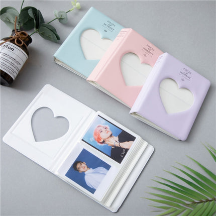 Hollow Heart 64 Pockets Photo Book Album Name Card Holder for Fujifilm Instax Mini 8 /7s /70 /25 /50s /90(Light Purple)-garmade.com