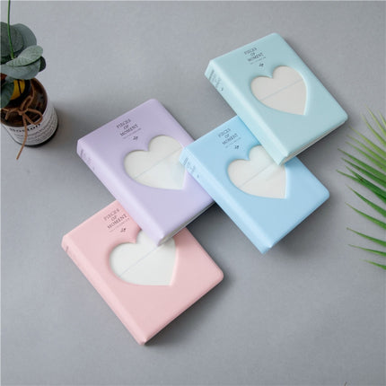 Hollow Heart 64 Pockets Photo Book Album Name Card Holder for Fujifilm Instax Mini 8 /7s /70 /25 /50s /90(Light Purple)-garmade.com