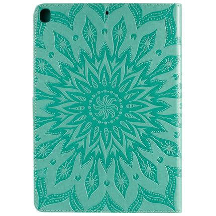 For iPad 10.2 / Pro 10.5 / Air 2019 Pressed Printing Sun Flower Pattern Horizontal Flip Leather Case with Holder & Card Slots & Wallet(Green)-garmade.com