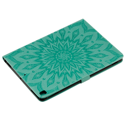 For iPad 10.2 / Pro 10.5 / Air 2019 Pressed Printing Sun Flower Pattern Horizontal Flip Leather Case with Holder & Card Slots & Wallet(Green)-garmade.com