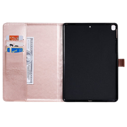 For iPad 10.2 / Pro 10.5 / Air 2019 Pressed Printing Sun Flower Pattern Horizontal Flip Leather Case with Holder & Card Slots & Wallet(Rose Gold)-garmade.com