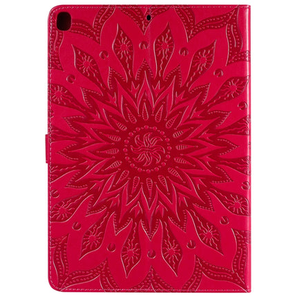 For iPad 10.2 / Pro 10.5 / Air 2019 Pressed Printing Sun Flower Pattern Horizontal Flip Leather Case with Holder & Card Slots & Wallet(Rose Red)-garmade.com