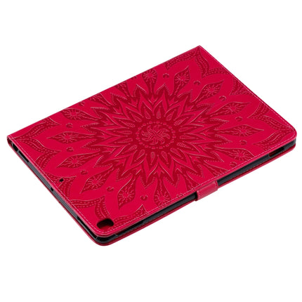 For iPad 10.2 / Pro 10.5 / Air 2019 Pressed Printing Sun Flower Pattern Horizontal Flip Leather Case with Holder & Card Slots & Wallet(Rose Red)-garmade.com