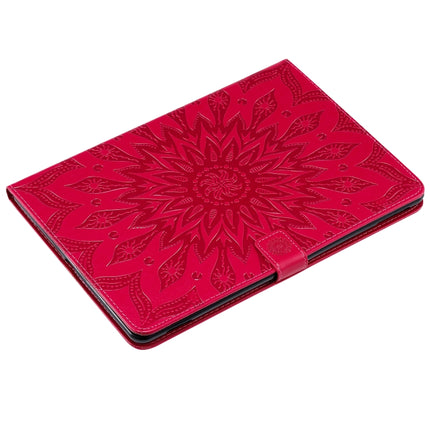 For iPad 10.2 / Pro 10.5 / Air 2019 Pressed Printing Sun Flower Pattern Horizontal Flip Leather Case with Holder & Card Slots & Wallet(Rose Red)-garmade.com