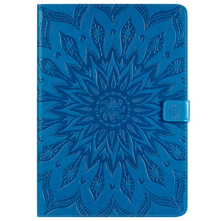 For iPad 10.2 / Pro 10.5 / Air 2019 Pressed Printing Sun Flower Pattern Horizontal Flip Leather Case with Holder & Card Slots & Wallet(Blue)-garmade.com