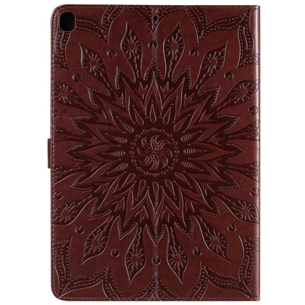 For iPad 10.2 / Pro 10.5 / Air 2019 Pressed Printing Sun Flower Pattern Horizontal Flip Leather Case with Holder & Card Slots & Wallet(Brown)-garmade.com