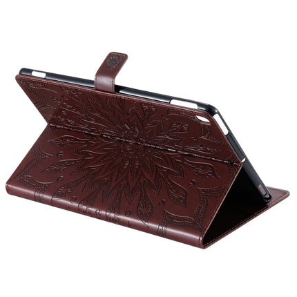 For iPad 10.2 / Pro 10.5 / Air 2019 Pressed Printing Sun Flower Pattern Horizontal Flip Leather Case with Holder & Card Slots & Wallet(Brown)-garmade.com