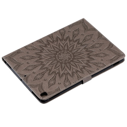 For iPad 10.2 / Pro 10.5 / Air 2019 Pressed Printing Sun Flower Pattern Horizontal Flip Leather Case with Holder & Card Slots & Wallet(Grey)-garmade.com