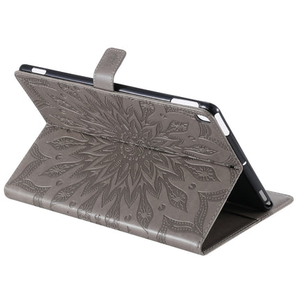 For iPad 10.2 / Pro 10.5 / Air 2019 Pressed Printing Sun Flower Pattern Horizontal Flip Leather Case with Holder & Card Slots & Wallet(Grey)-garmade.com