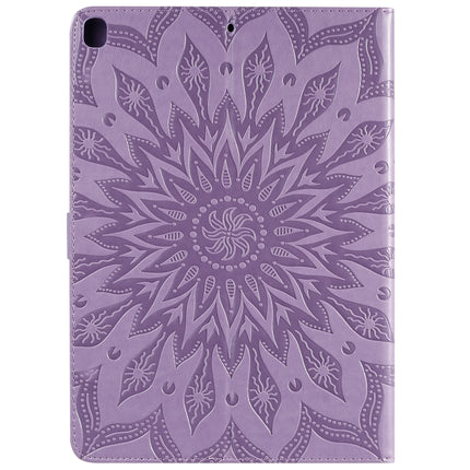 For iPad 10.2 / Pro 10.5 / Air 2019 Pressed Printing Sun Flower Pattern Horizontal Flip Leather Case with Holder & Card Slots & Wallet(Purple)-garmade.com