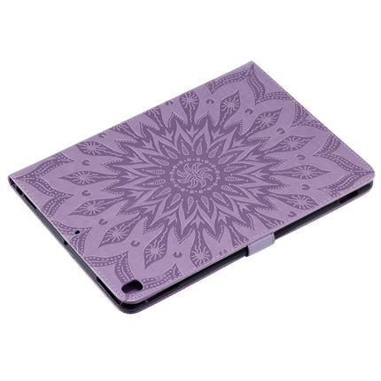 For iPad 10.2 / Pro 10.5 / Air 2019 Pressed Printing Sun Flower Pattern Horizontal Flip Leather Case with Holder & Card Slots & Wallet(Purple)-garmade.com