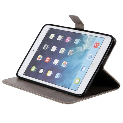 For iPad Mini 2019 & 4 & 3 & 2 & 1 Pressed Printing Sun Flower Pattern Horizontal Flip Leather Case with Holder & Card Slots & Wallet(Grey)-garmade.com