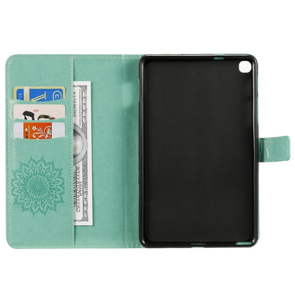 For Galaxy Tab A 8.0 & S Pen (2019) Pressed Printing Sun Flower Pattern Horizontal Flip Leather Case with Holder & Card Slots & Wallet(Green)-garmade.com
