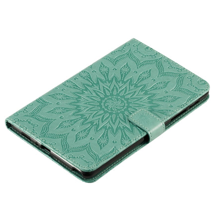 For Galaxy Tab A 8.0 & S Pen (2019) Pressed Printing Sun Flower Pattern Horizontal Flip Leather Case with Holder & Card Slots & Wallet(Green)-garmade.com