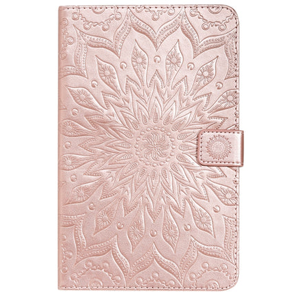 For Galaxy Tab A 8.0 & S Pen (2019) Pressed Printing Sun Flower Pattern Horizontal Flip Leather Case with Holder & Card Slots & Wallet(Rose Gold)-garmade.com