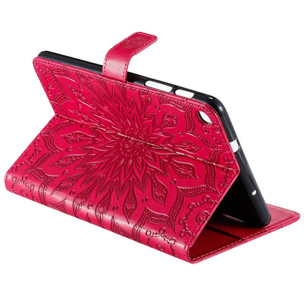 For Galaxy Tab A 8.0 & S Pen (2019) Pressed Printing Sun Flower Pattern Horizontal Flip Leather Case with Holder & Card Slots & Wallet(Rose Red)-garmade.com