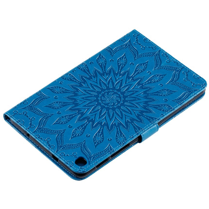 For Galaxy Tab A 8.0 & S Pen (2019) Pressed Printing Sun Flower Pattern Horizontal Flip Leather Case with Holder & Card Slots & Wallet(Blue)-garmade.com