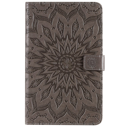 For Galaxy Tab A 8.0 & S Pen (2019) Pressed Printing Sun Flower Pattern Horizontal Flip Leather Case with Holder & Card Slots & Wallet(Grey)-garmade.com