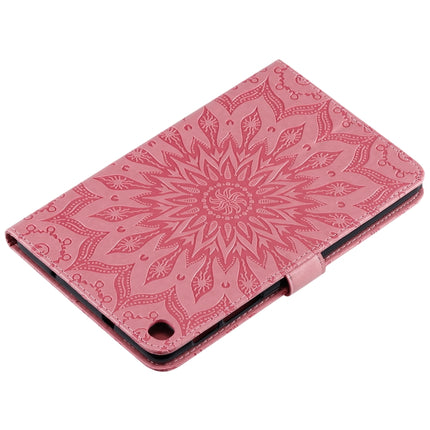 For Galaxy Tab A 8.0 & S Pen (2019) Pressed Printing Sun Flower Pattern Horizontal Flip Leather Case with Holder & Card Slots & Wallet(Pink)-garmade.com