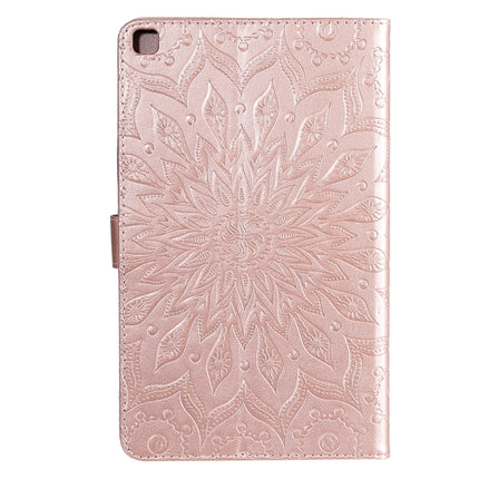 For Galaxy Tab A 8.0 (2019) T295/T290 Pressed Printing Sun Flower Pattern Horizontal Flip Leather Case with Holder & Card Slots & Wallet(Rose Gold)-garmade.com