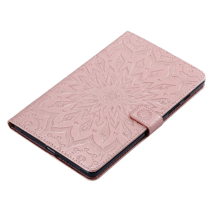 For Galaxy Tab A 8.0 (2019) T295/T290 Pressed Printing Sun Flower Pattern Horizontal Flip Leather Case with Holder & Card Slots & Wallet(Rose Gold)-garmade.com