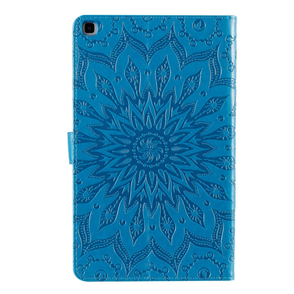 For Galaxy Tab A 8.0 (2019) T295/T290 Pressed Printing Sun Flower Pattern Horizontal Flip Leather Case with Holder & Card Slots & Wallet(Blue)-garmade.com