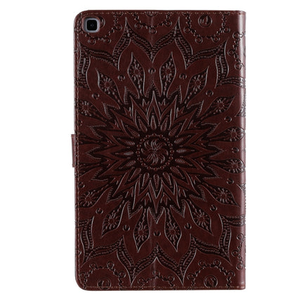 For Galaxy Tab A 8.0 (2019) T295/T290 Pressed Printing Sun Flower Pattern Horizontal Flip Leather Case with Holder & Card Slots & Wallet(Brown)-garmade.com