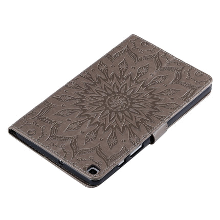 For Galaxy Tab A 8.0 (2019) T295/T290 Pressed Printing Sun Flower Pattern Horizontal Flip Leather Case with Holder & Card Slots & Wallet(Grey)-garmade.com