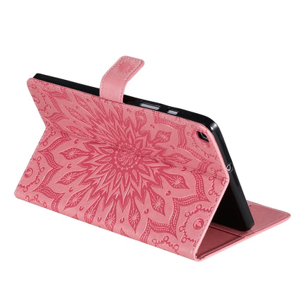For Galaxy Tab A 8.0 (2019) T295/T290 Pressed Printing Sun Flower Pattern Horizontal Flip Leather Case with Holder & Card Slots & Wallet(Pink)-garmade.com