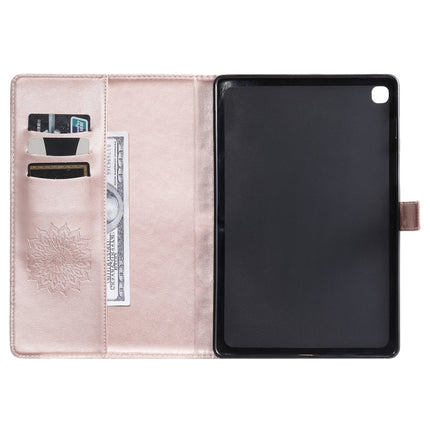 For Galaxy Tab S5e Pressed Printing Sun Flower Pattern Horizontal Flip Leather Case with Holder & Card Slots & Wallet(Rose Gold)-garmade.com