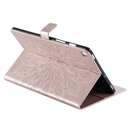 For Galaxy Tab S5e Pressed Printing Sun Flower Pattern Horizontal Flip Leather Case with Holder & Card Slots & Wallet(Rose Gold)-garmade.com