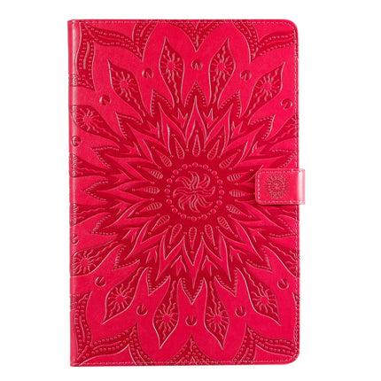 For Galaxy Tab S5e Pressed Printing Sun Flower Pattern Horizontal Flip Leather Case with Holder & Card Slots & Wallet(Rose Red)-garmade.com
