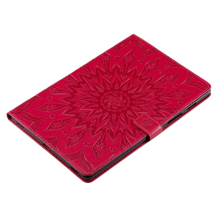 For Galaxy Tab S5e Pressed Printing Sun Flower Pattern Horizontal Flip Leather Case with Holder & Card Slots & Wallet(Rose Red)-garmade.com