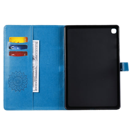 For Galaxy Tab S5e Pressed Printing Sun Flower Pattern Horizontal Flip Leather Case with Holder & Card Slots & Wallet(Blue)-garmade.com