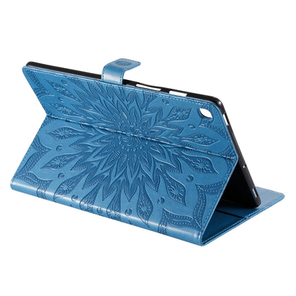 For Galaxy Tab S5e Pressed Printing Sun Flower Pattern Horizontal Flip Leather Case with Holder & Card Slots & Wallet(Blue)-garmade.com