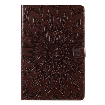 For Galaxy Tab S5e Pressed Printing Sun Flower Pattern Horizontal Flip Leather Case with Holder & Card Slots & Wallet(Brown)-garmade.com