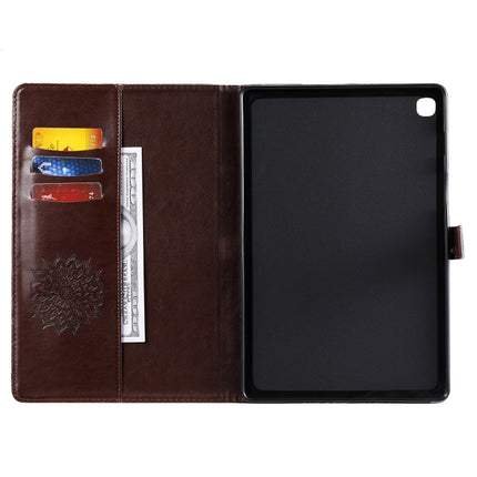 For Galaxy Tab S5e Pressed Printing Sun Flower Pattern Horizontal Flip Leather Case with Holder & Card Slots & Wallet(Brown)-garmade.com