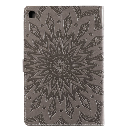 For Galaxy Tab S5e Pressed Printing Sun Flower Pattern Horizontal Flip Leather Case with Holder & Card Slots & Wallet(Grey)-garmade.com
